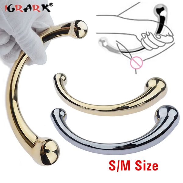 Double Ended Stainless Steel G Spot Wand Prostate Massage Stick Penis P-Spot Stimulator Anal Dildo Plug Sex Toys for Men Women