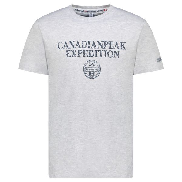 Canadian Peak JVICKEAK Homme - T-Shirt Col Rond avec Impressions et Drapeau Gris Clair