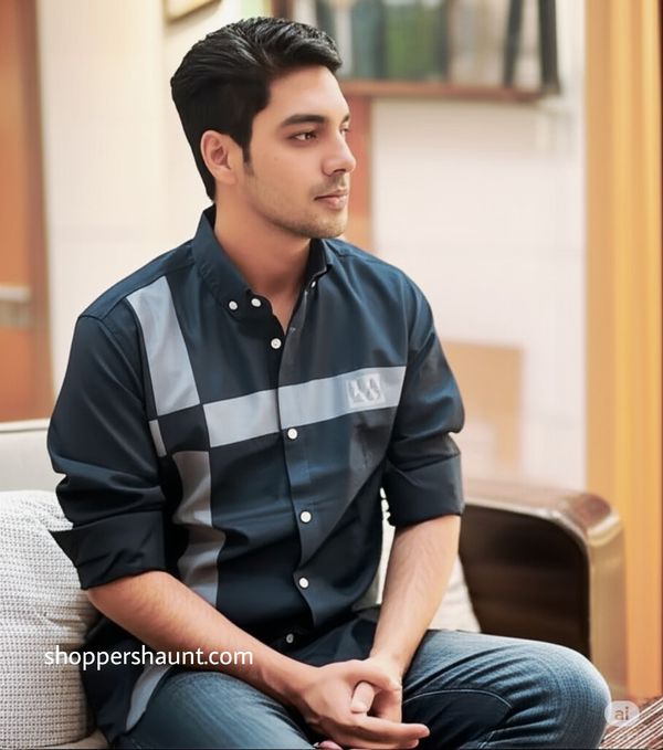 New trendy Block print shirt Black