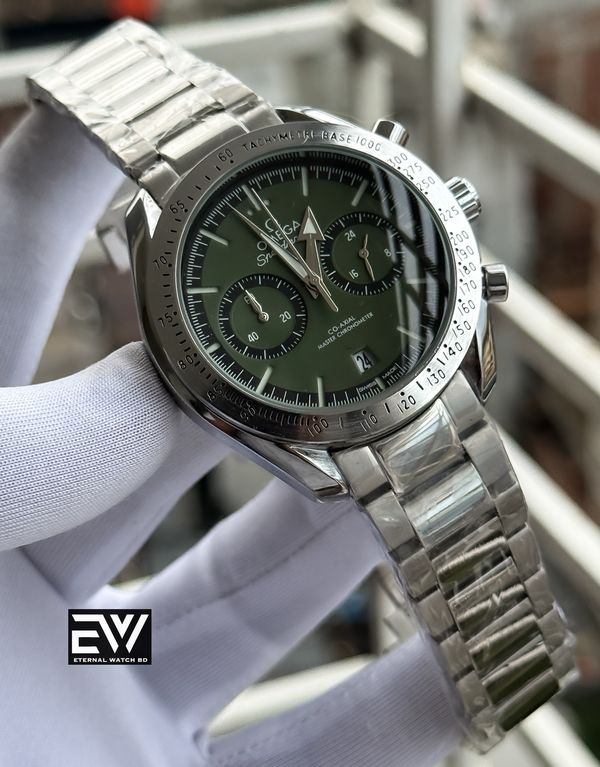 OMEGA SPEED MASTER SILVER CHAIN GREEN DIAL
