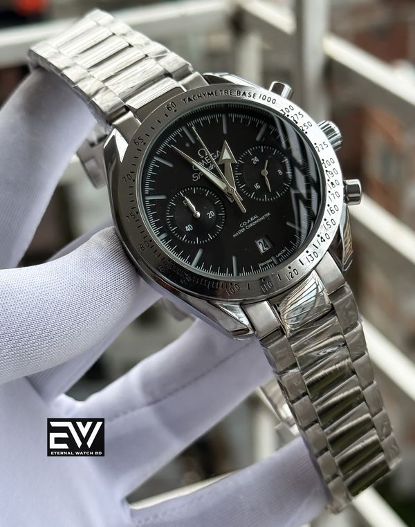 OMEGA SPEED MASTER SILVER CHAIN BLACK DIAL