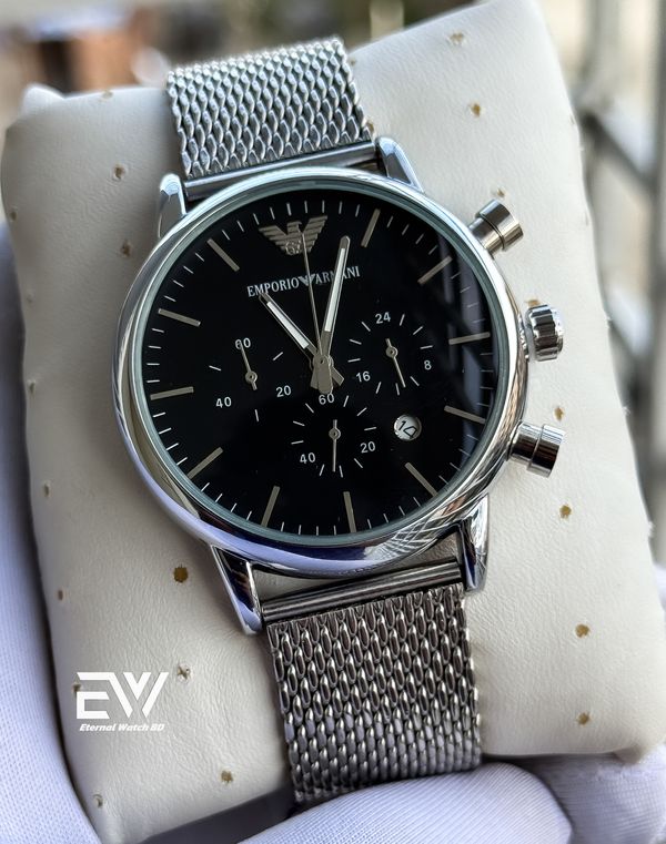 ARMANI GLOSSY MASH CHAIN BLACK DIAL