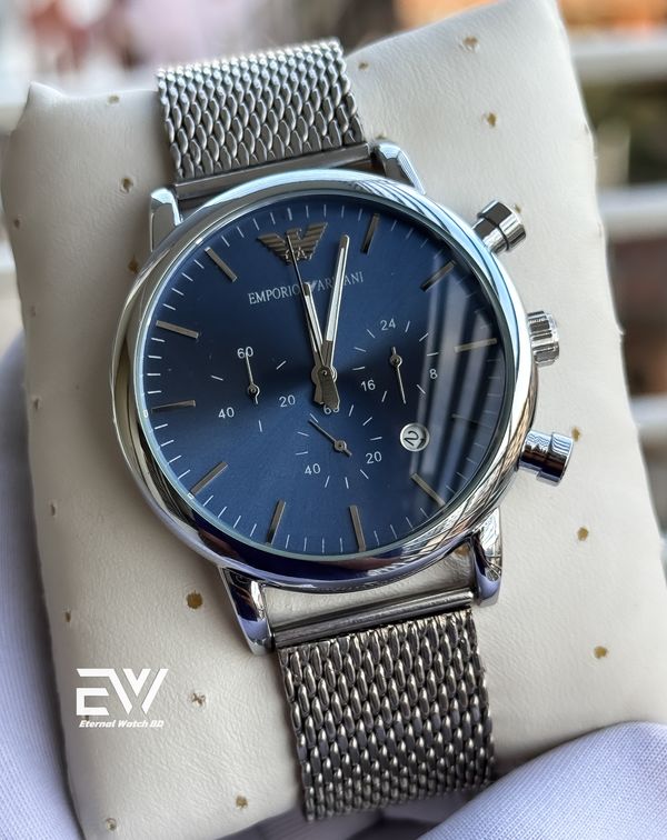 ARMANI GLOSSY MASH CHAIN  BLUE DIAL