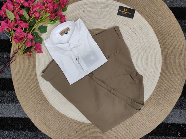 Formal brown Pant with Formal White Shirt