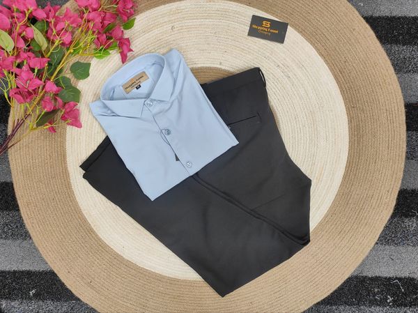 Formal Black pant with sky shirt