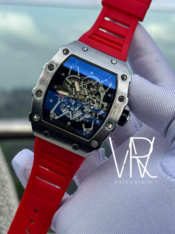 RICHARD MILLE RED BELT SILVER BEZEL