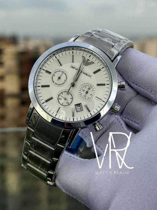 ARMANI CHRONO CHAIN WHITE DIAL