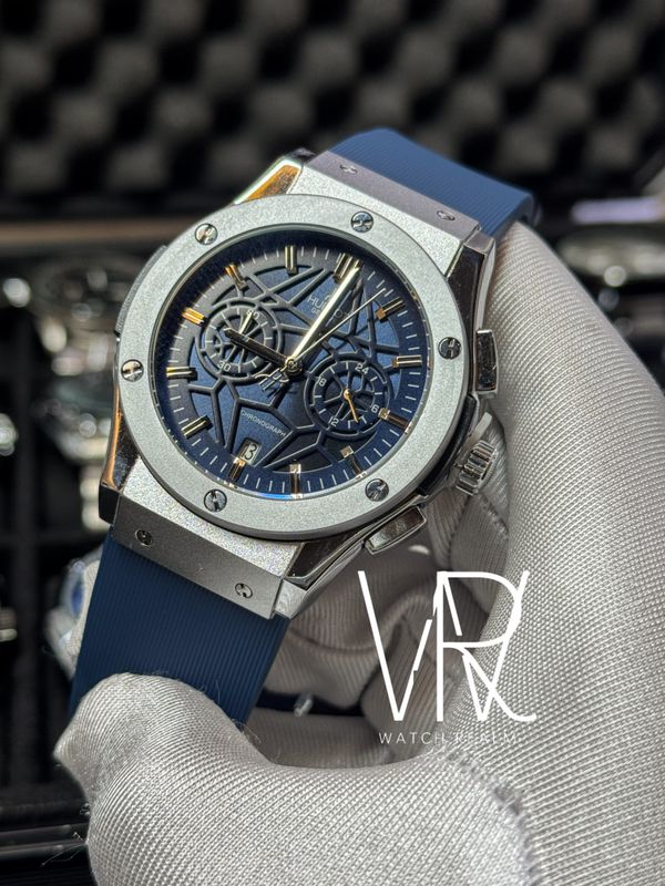 HUBLOT SPIDER BLUE DIAL SILICON BELT