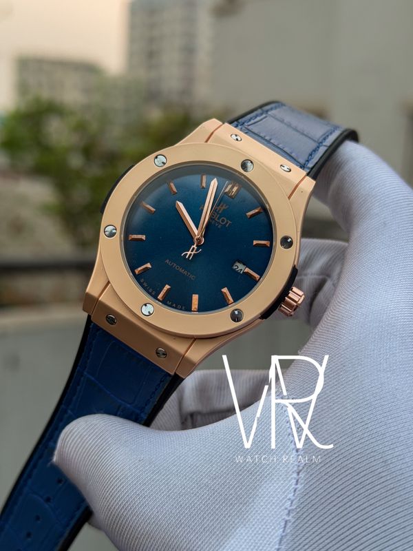 HUBLOT SEMI AAA AUTO RG CASE BLUE LEATHER BELT