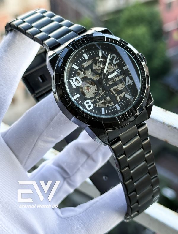 FOSSIL AUTOMATIC CHAIN FULL BLACK WHITE DIGIT
