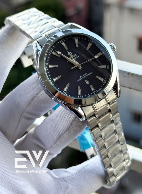 OMEGA AQUA TERRA BLUE DIAL SILVER CASE