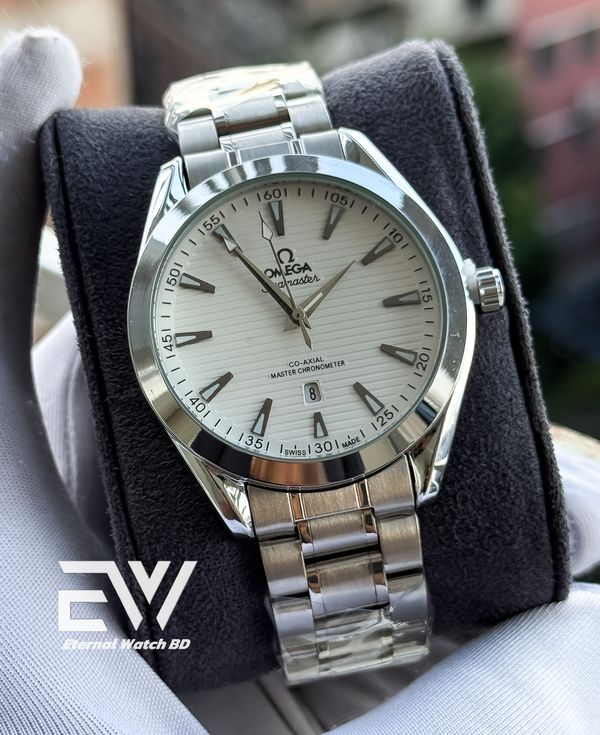 OMEGA AQUA TERRA WHITE DIAL SILVER CASE