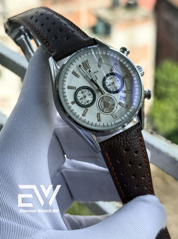 TAG BELT 3 CHORNO NEW BROWN BELT WHITE DIAL