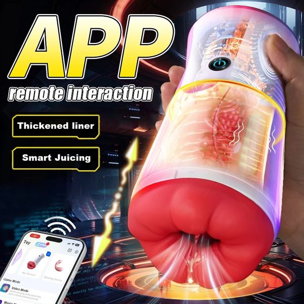 APP Remote Male Masturbator Cup with Memory Function 9 Modes Vibration Real Vagina Blowjob Masturbation Machines Adults Sex Toys