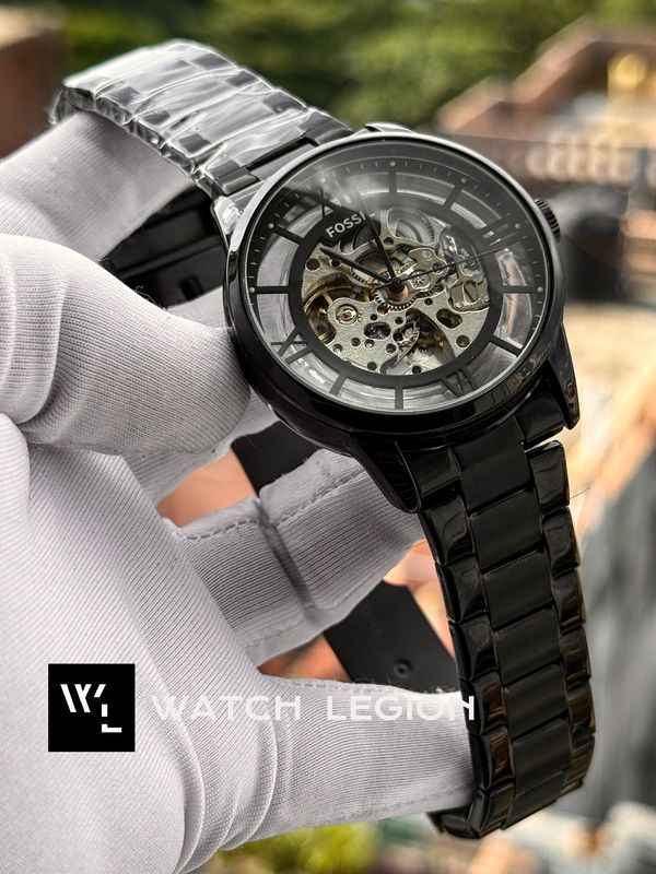 FOSSIL AUTO SKELETON CHAIN FULL BLACK