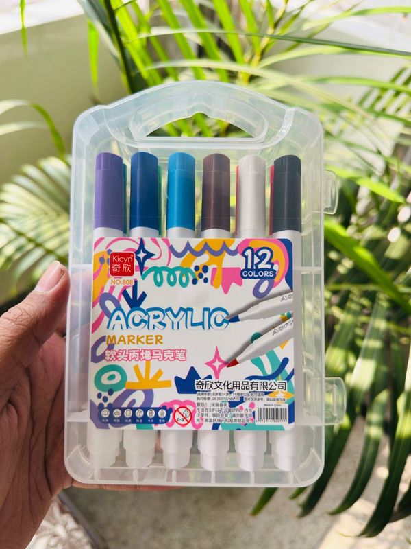 Acrylic Brush Pen - 12 Colors (Soft Tip)