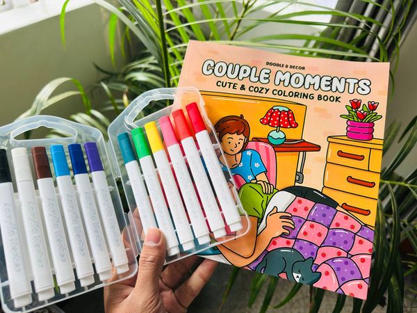 12 Acrylic Brush Pen + One Book (Combo)