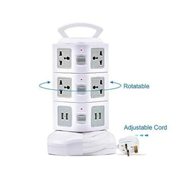 3 Layers with UK 12 Outlets and 6 USB Ports Smart Power Sockets