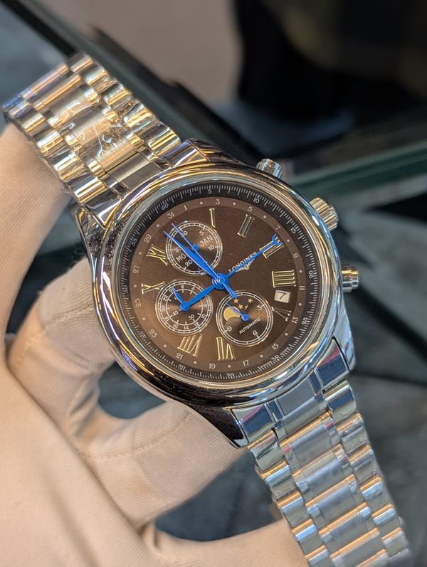 Longines Chrono Chain Silver Black Dial