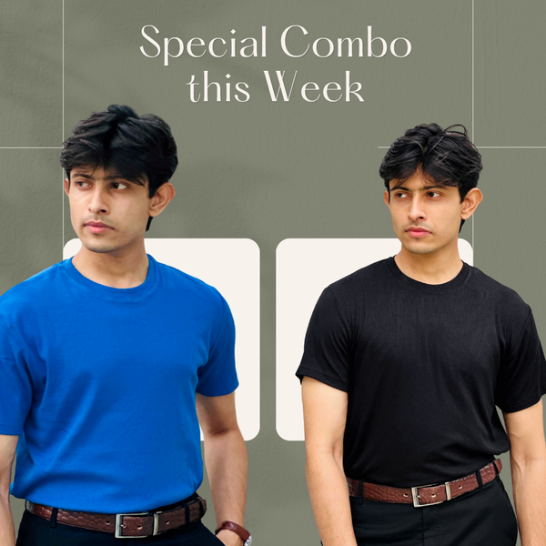 2 pice Combo --2x2 Ribbed Cotton-Viscose Solid Crew Tee