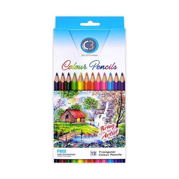 DOMS C3 Color Pencil Full Size, Pack of 12 Pcs