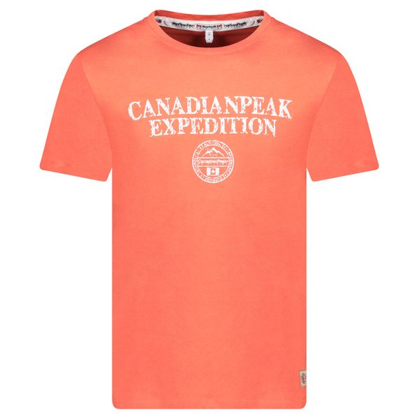 Canadian Peak JVICKEAK Homme - T-Shirt Col Rond avec Impressions et Drapeau Corail