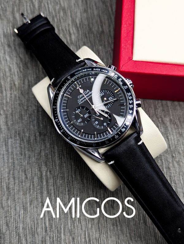 Omega Speedmaster Moonwatch Professional Black Dial Black Belt