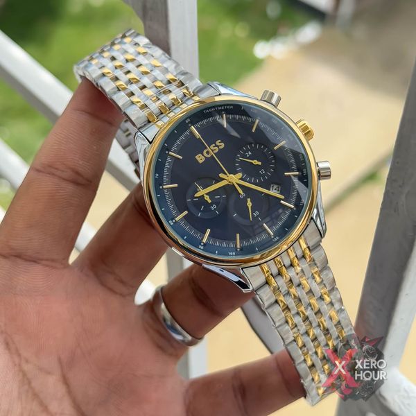 Hugo Boss Chronograph | Dual tone Sunflower Gold Blue Dial