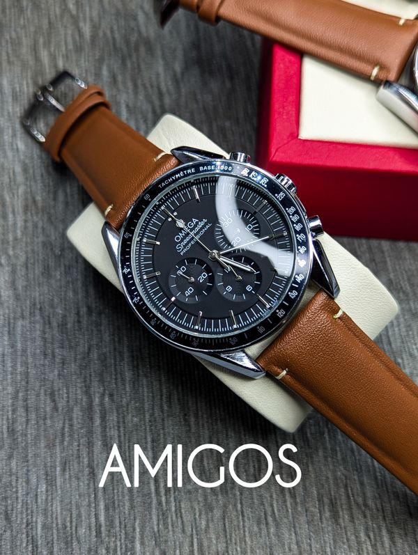Omega Speedmaster Moonwatch Professional Black dial Brown Belt