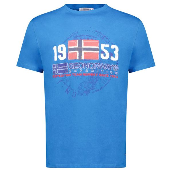 Men's T-Shirt Short Sleeve with Royal Blue Flag