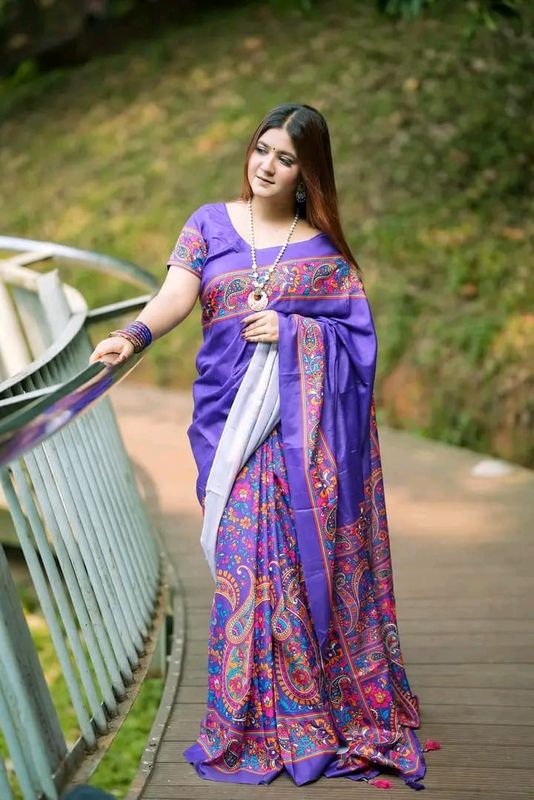 অরিজিনাল মসলিন সিল্ক ডিজিটাল প্রিন্ট শাড়ি