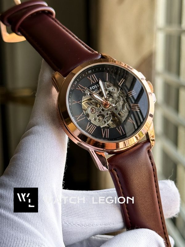 FOSSIL AUTO MAROON BELT ROSE GOLD CASE