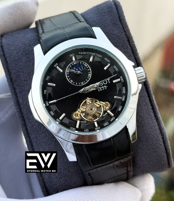 TISSOT  AUTOMATIC SILVER CASE BLACK DIAL SINGLE CHRONO