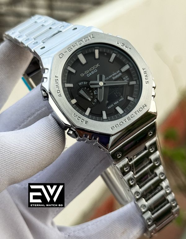 GSHOCK GA 2100 SILVER BODY BLACK DIAL