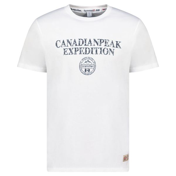 Canadian Peak JVICKEAK Homme - T-Shirt Col Rond avec Impressions et Drapeau Blanc