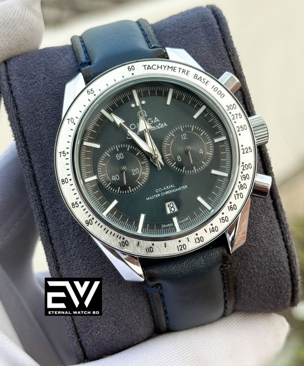 OMEGA 57 SPEED MASTER BLUE BELT SILVER CASE BLUE DIAL