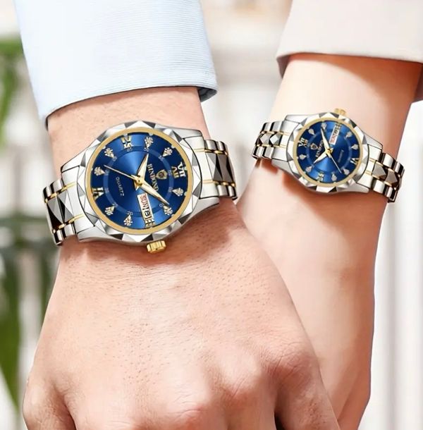 BINBOND Men & Ladies Quartz Watch Luxury Fashion Waterproof Watch Stainless Steel Business Wrist