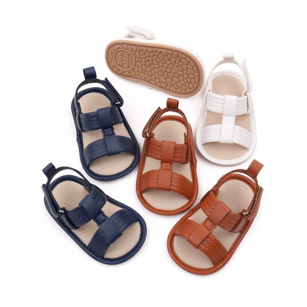 Baby Boy Woven Striped Sandals Anti Slip Soft Sole (6 to 18 Months)