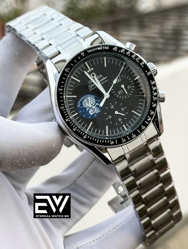 OMEGA  SEA MASTER SILVER CHAIN BLACK DIAL