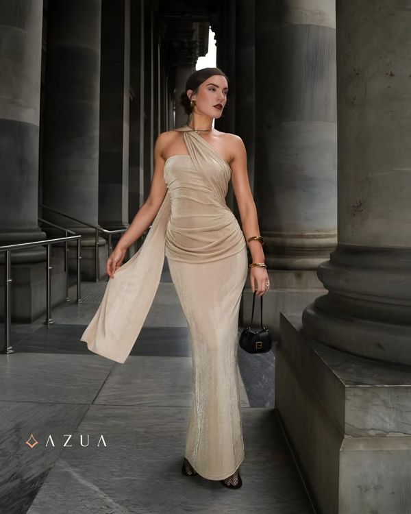 One-Shoulder Ruffle Gown