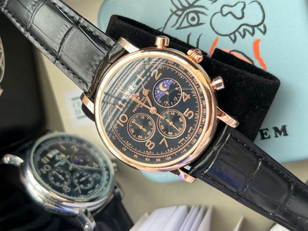 Patek Black Rose Gold Frame Simple Dial AA