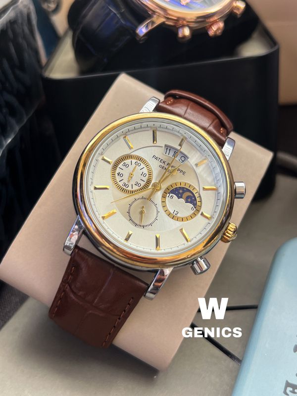 Patek Brown belt Golde Vejel Silver Frame Simple Dial AA