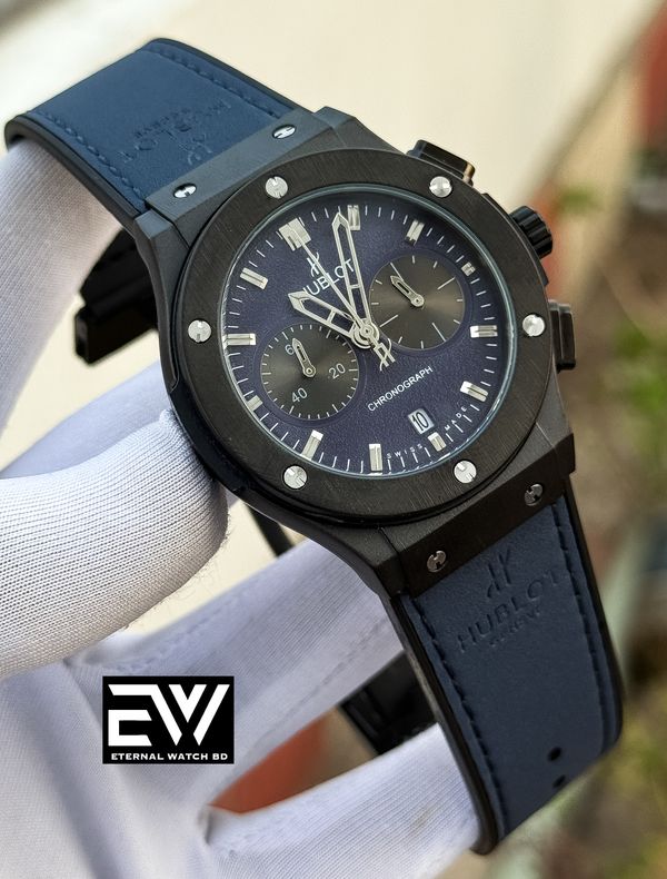 HUBLOT CLASSIC FUSION BLUE VELVET BELT BLACK CASE BLUE DIAL