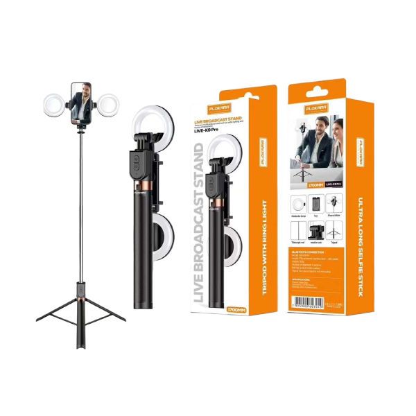 Plokama K9 Pro Double LED Selfie Stick Tripod