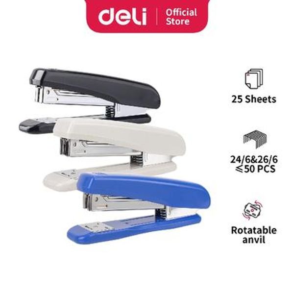 Deli E0306 Stapler - Blue/Black/White - 25 Sheets Capacity - 1pc