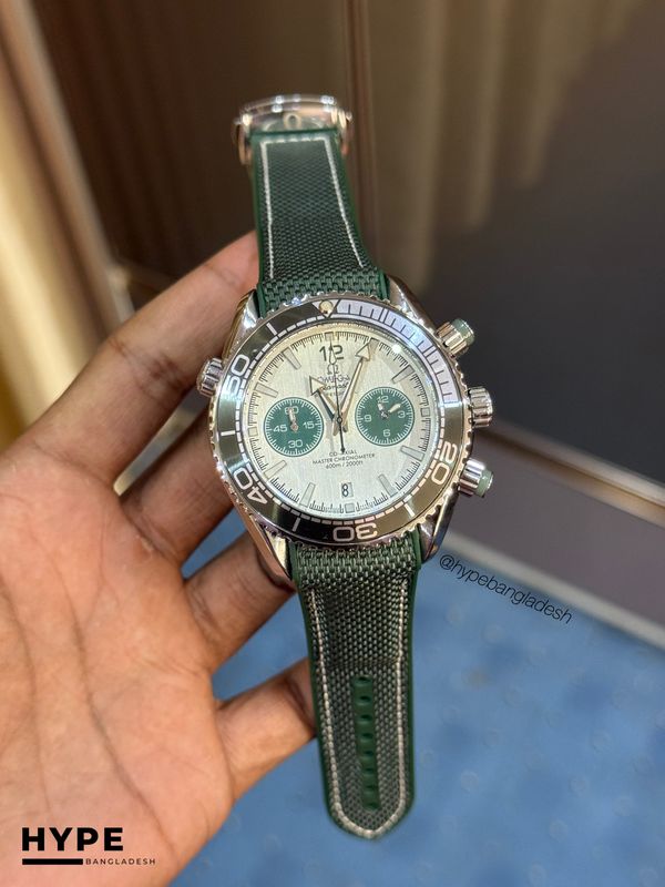 Omega Seamaster Quartz Chronograph Silicone Belt (Green)