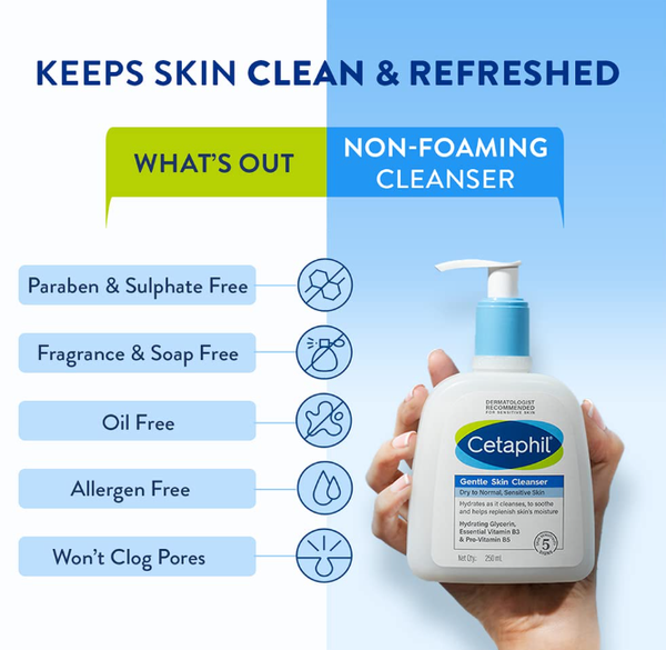Cetaphil Gentle Skin Hydrating Face Wash Cleanser, Dry to Normal, Sensitive Skin - 250 ml - Image 2