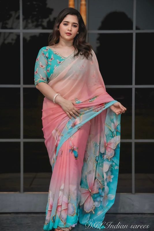 ডিজিটাল প্রিন্ট টপেটর সিল্ক শাড়ি ব্লাউজ পিসসহ