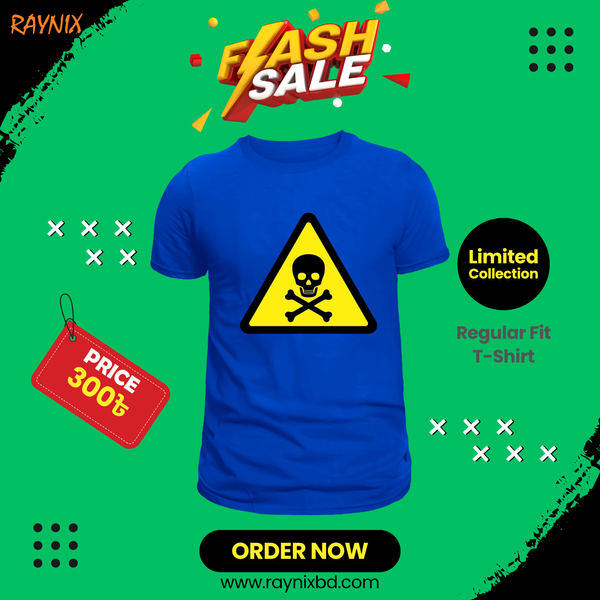 Warning ⚠️ DANGER Symbol Graphic T-Shirt – Yellow Hazard Sign | Premium Cotton | Regular Fit