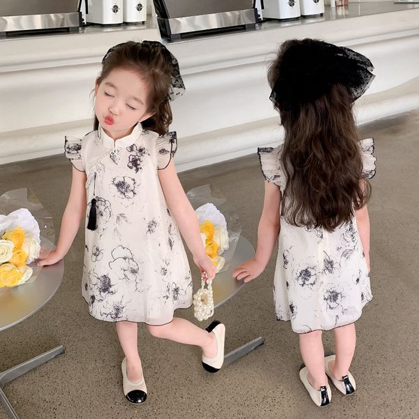 Kids Girls Summer Elegant Floral Cheongsam Style Chinese Princess Dress (1 to 6 years)